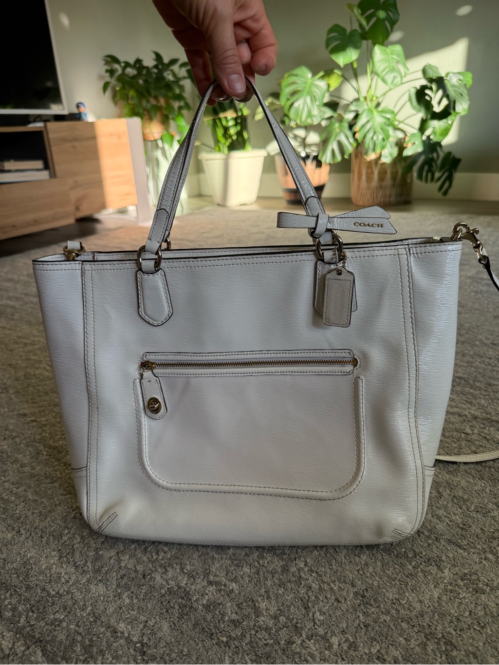 Authentic Coach Leather Blair Shoulder Bag, Arctic White.